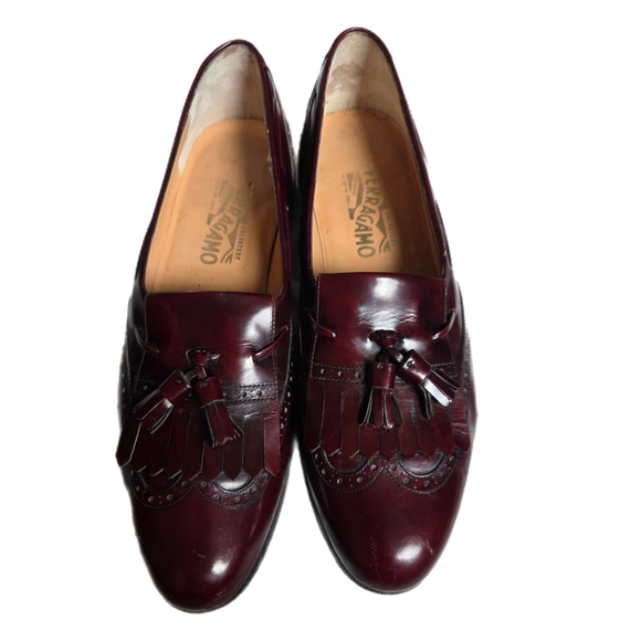 Vintage Salvatore Ferragamo  Kiltie Burgundy Tassel Loafers Size 10B - Picture 7 of 7
